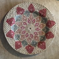 Boho-Wanddeko Tischdeko aus Teller geflochten 50 cm Durchm.