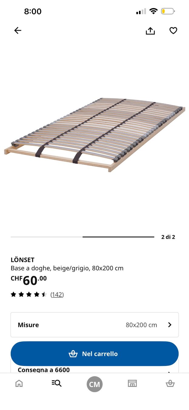 Ikea Reti a doghe: Due doghe Ikea 80x200 – Usato da Muralto venduto da cel_dyg6 2