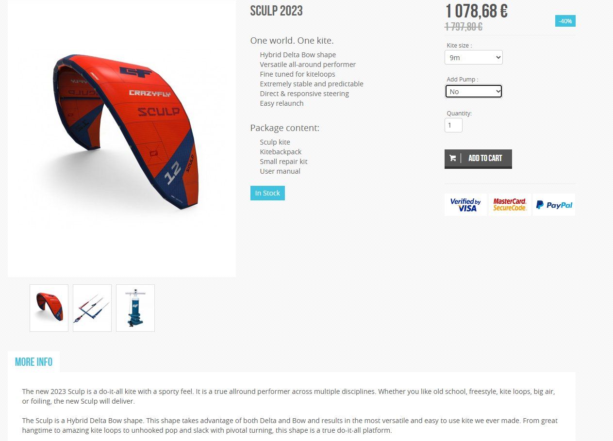 Kite: Crazyfly Sculp 2023 Kites inkl. Bar 9/12m – Gebraucht aus Fehraltorf von Faessler8 2