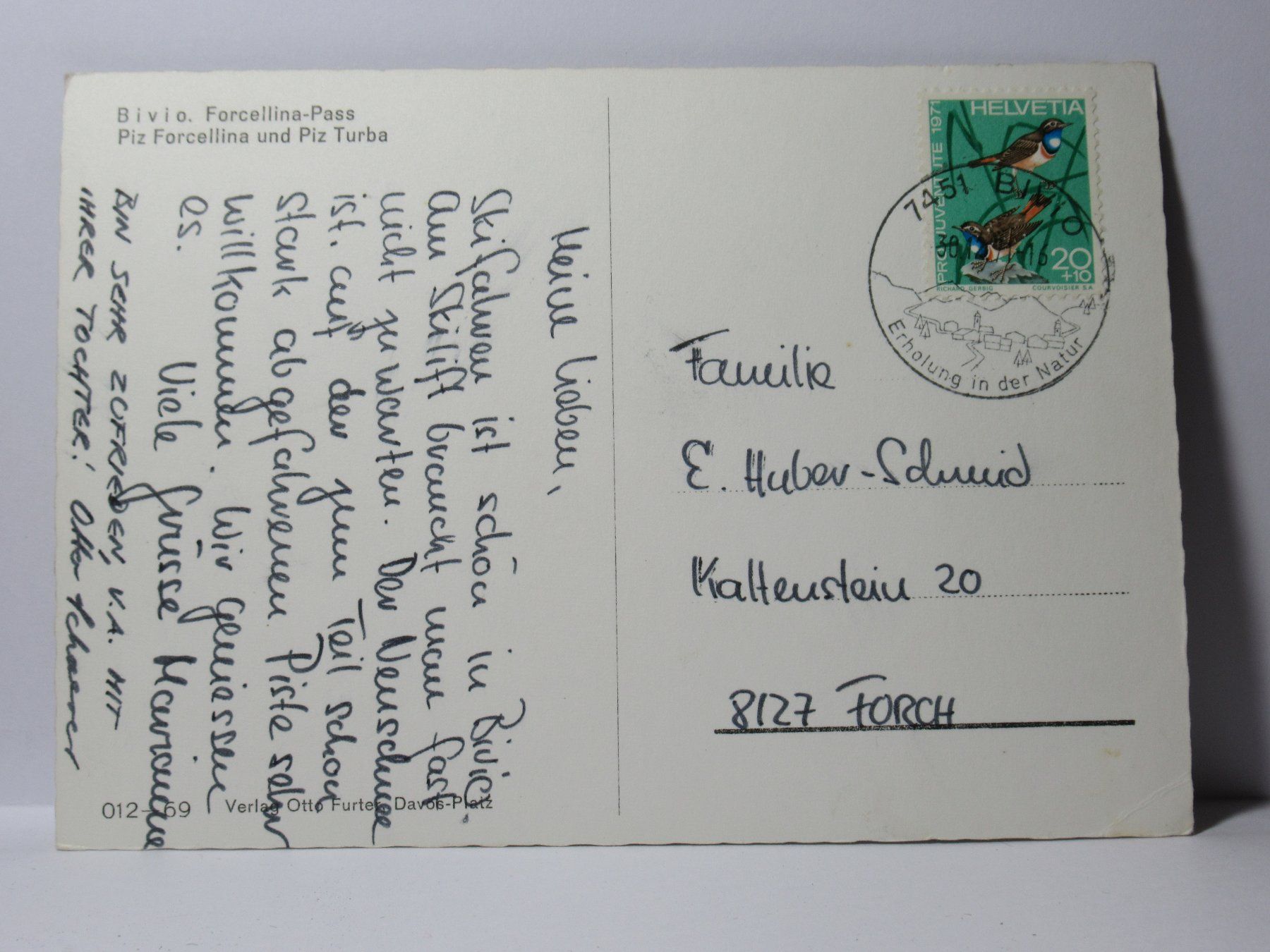 Cartoline postali: Bivio , Forcellina - Pass  1971 – Usato da Grenchen venduto da Bluemchen1900 1