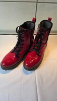 Mustang Schnürstiefel rot Lackoptik gebraucht guter Zustand