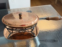 Stöckli Flammbierpfanne aus Kupfer mit Rechaud (ohne Brenner