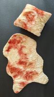 Fellteppich und Kissen batik gelb rot orange