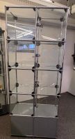 Vitrinenregal Glas Metall silberfarben modular 180cm