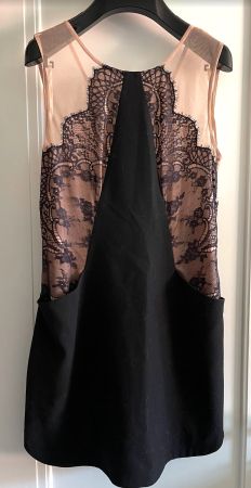 BCBG Max Azria black lace nude dress