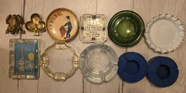 Lot de 11 cendriers divers - verre, ceramique, laiton
