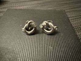 Guess Ohrstecker Silber Knoten Optik mit Strass, Neu!