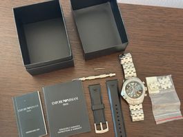 Emporio Armani Chronograph Uhr Edelstahl mit Zubehör