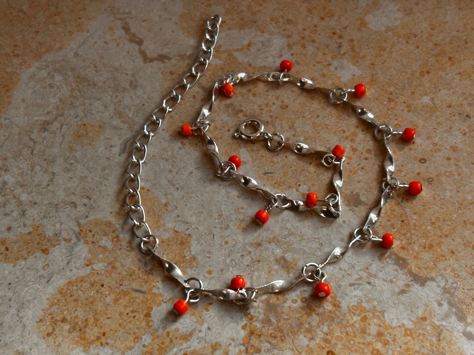 Catenine: Fusskette orange-silber (21-28cm) – Usato da Dittingen venduto da Bellevista 5