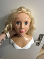 Frisierkopf blonde Locken mit Styling-Zubeh, gut erhalten