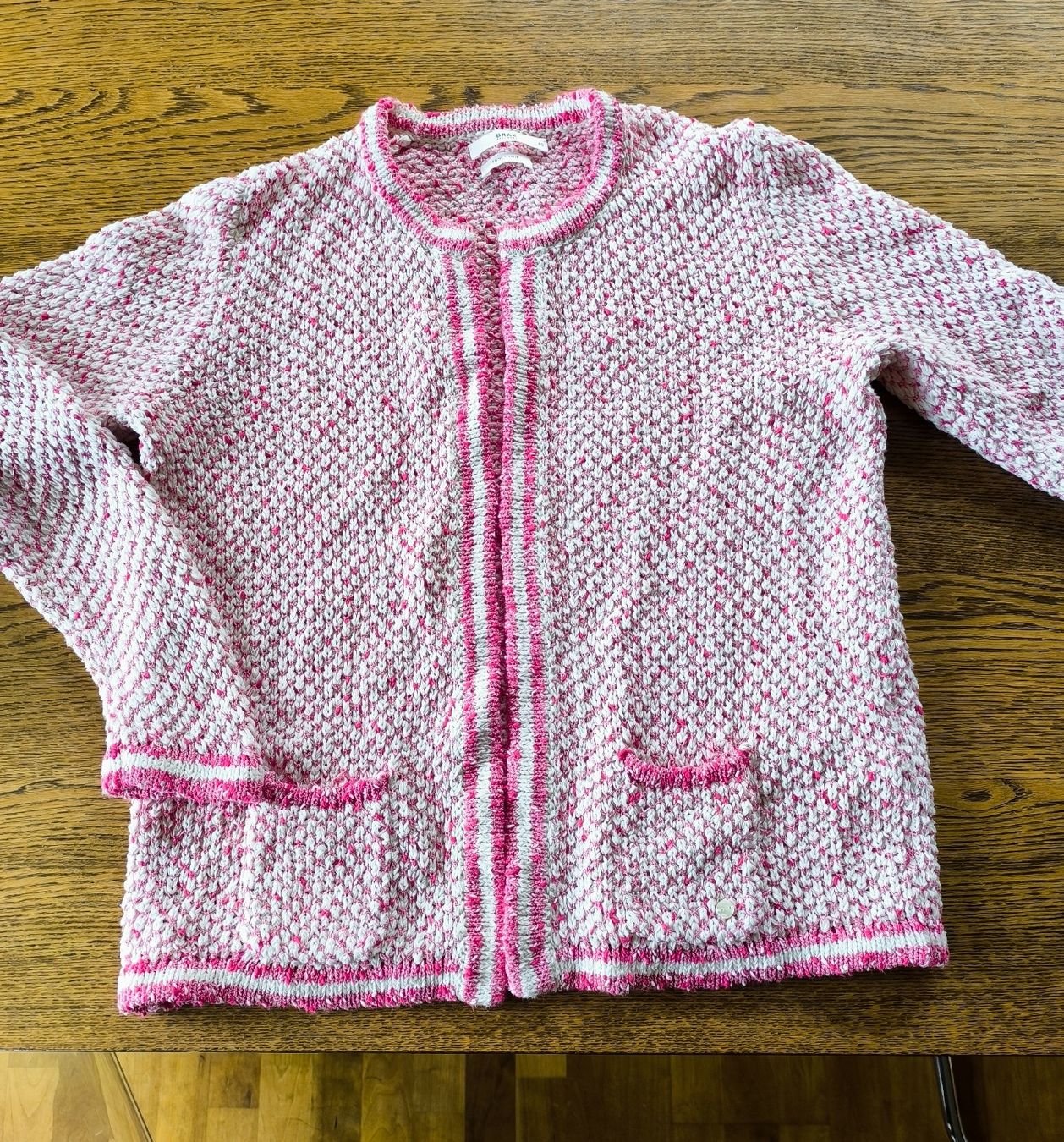 Brax Giacche: Brax Strickjacke Gr. 40, Pink/Weiss, – Usato da Schaffhausen venduto da gab_v5qf