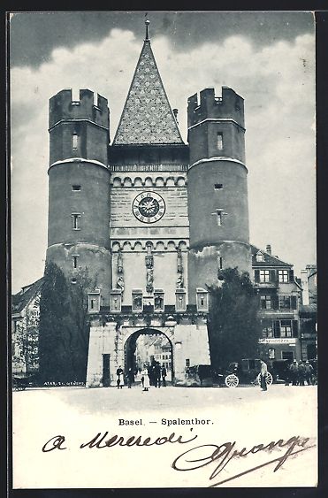 Cartoline postali: AK Basel, Blick auf das Spalentor, 1903 – Usato da Berlin venduto da bartko-reher