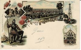 Gruss aus VILLINGEN  sehr schöne Litho gel. 1899!