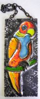 Iconic Vintage Wandbild Papagei Keramik 70er Fat Lava 46cm