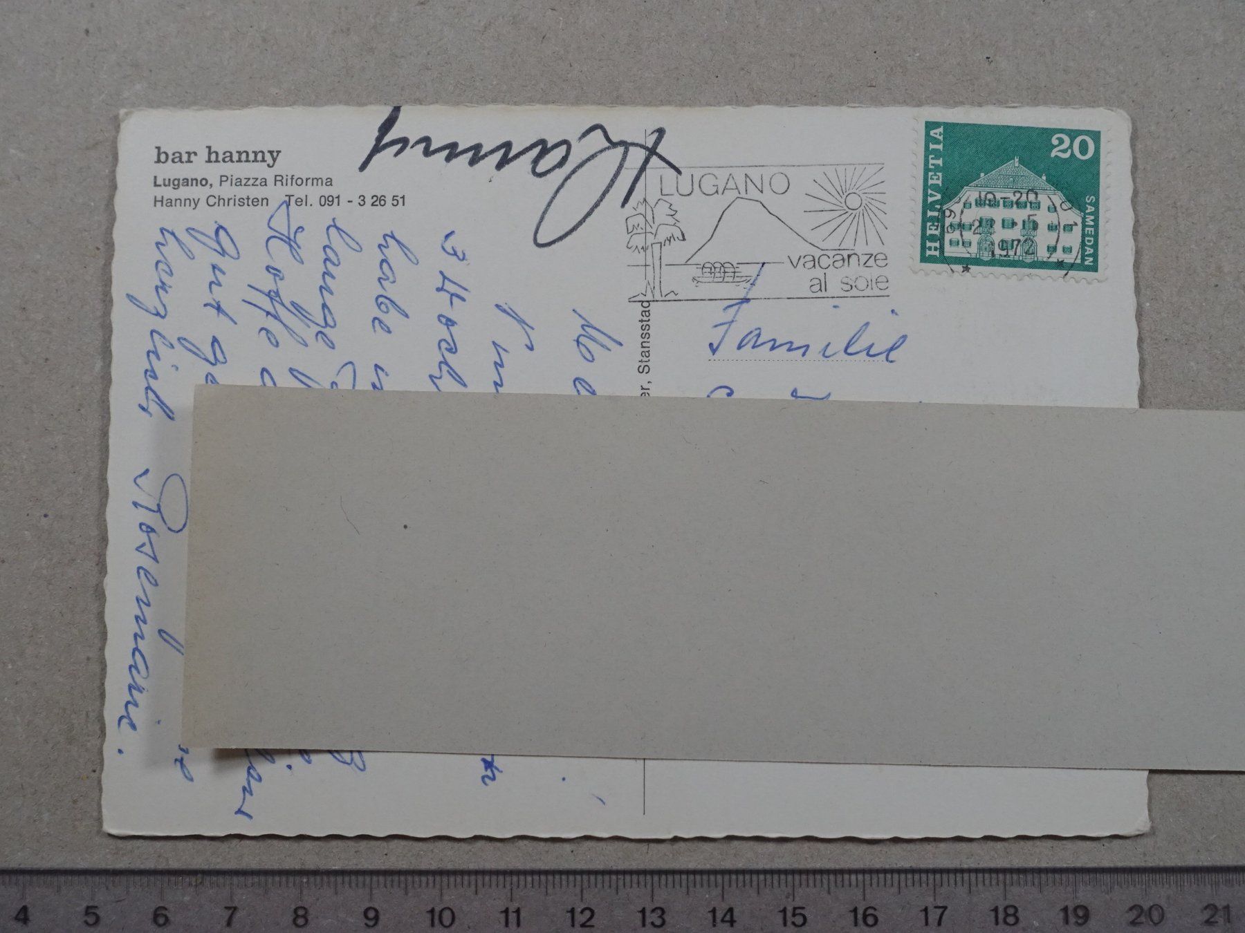 Cartoline postali: Lugano, 1972, Bar Hanny – Usato da Lenzburg venduto da fh1 1