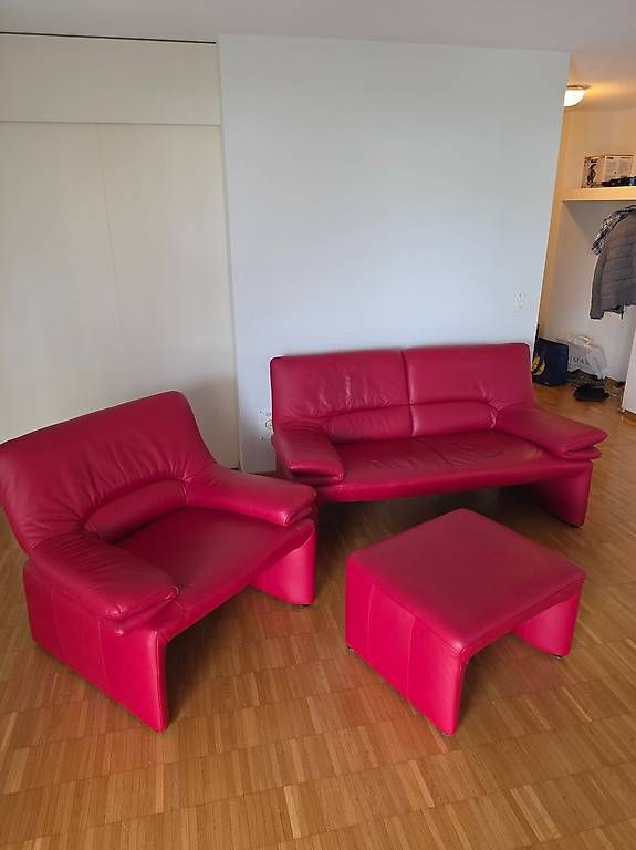 Sofas: Leder Sofa Garnitur rot – D'occasion à Orpund par Schorsch012 1
