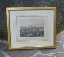 Aquatinta Kupferstich aus der Zeit um 1860 Bern Nydeggbrücke