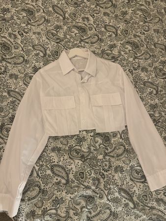 Trendiges Cropped Hemd, weiss, Gr. M