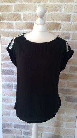 T-shirt Chemisier noir & dentelles WOMEN ONLY, taille L NEUF