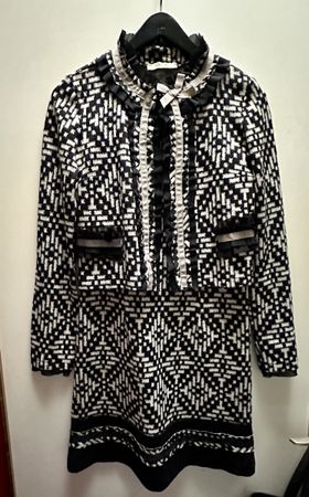 No-Na Kleid & Jäckchen Tweedoptik Gr. M schwarz/weiss chic