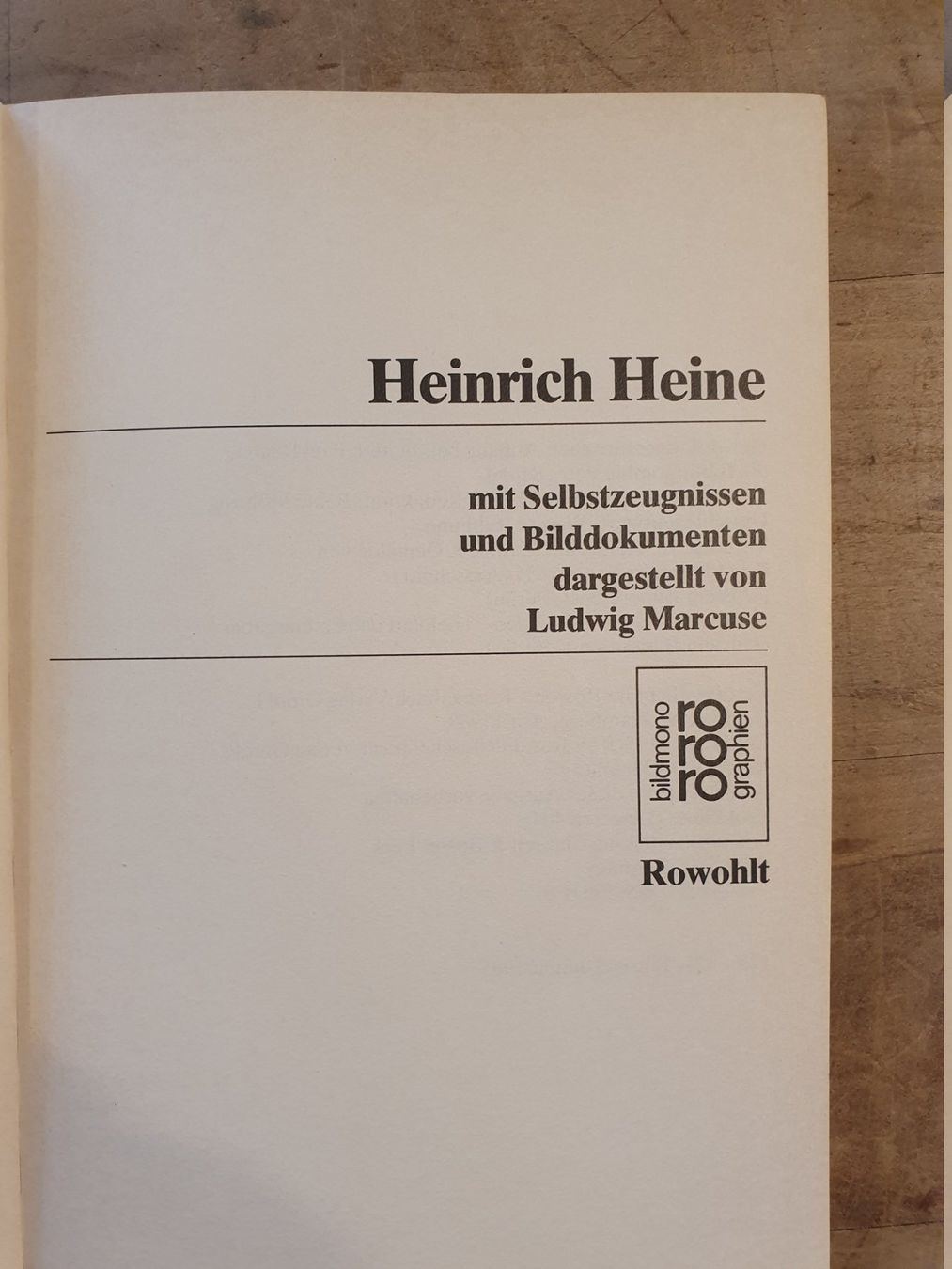Bücher: Heine Ludwig Marcuse RoRoRo – Gebraucht aus Zürich von loosebone 1
