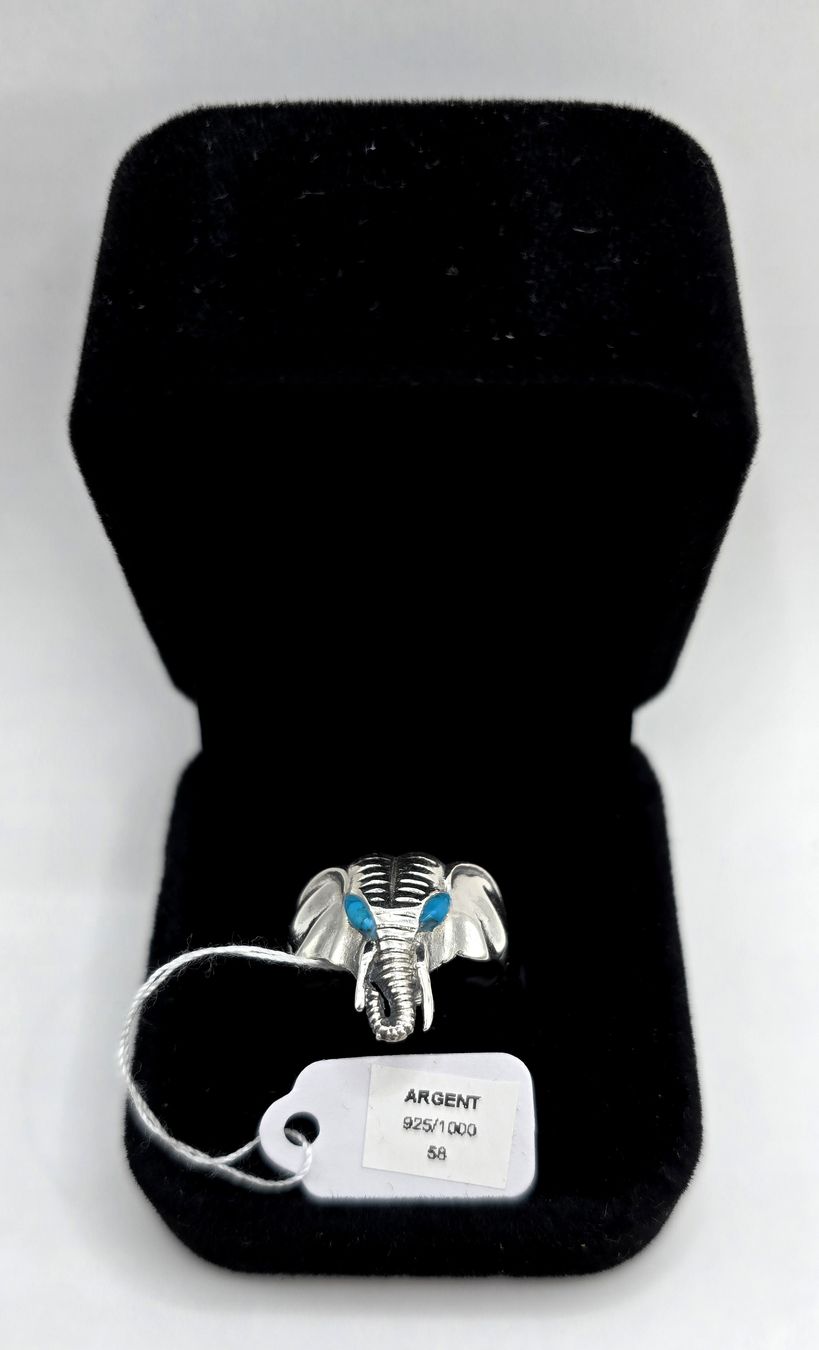 Anelli: Vintage Ring "Türkis-Elefant" Silber 925 – Usato da Basel venduto da ALEXANDER4056 8