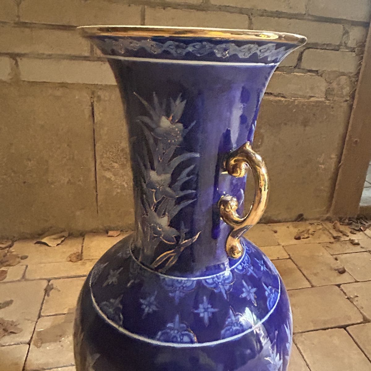 Vasi & Recipienti: Blaue Keramik Vase gross! Goldrand – Usato da Laufen venduto da belleskulptur 3
