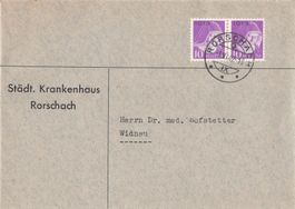 Bedarfsbrief 1942 Portofreiheitsmarke, Krankenhaus Rorschach