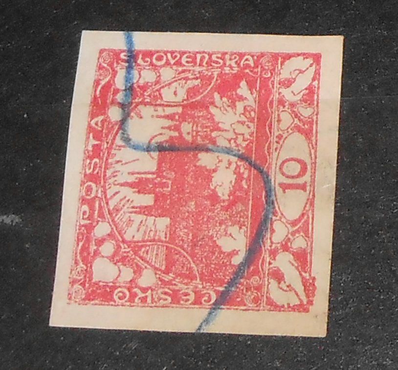 Tutti i francobolli: Briefmarke Slovenska Cesko 10 Heller Stempel blau – Usato da Basel venduto da Javer