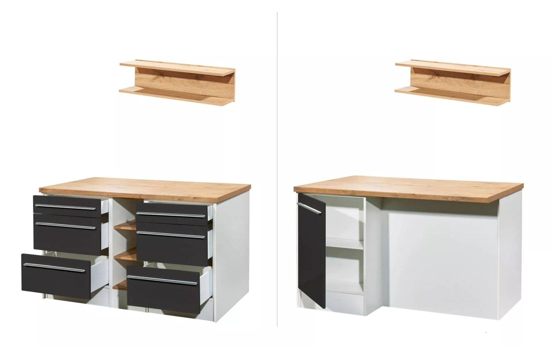 Cucine complete: 922 - Kücheninsel Gabriel 150cm mit Hängeregal Grau – Nuovo e nell'imballaggio originale da Wallenwil venduto da toesstalvertrieb 6