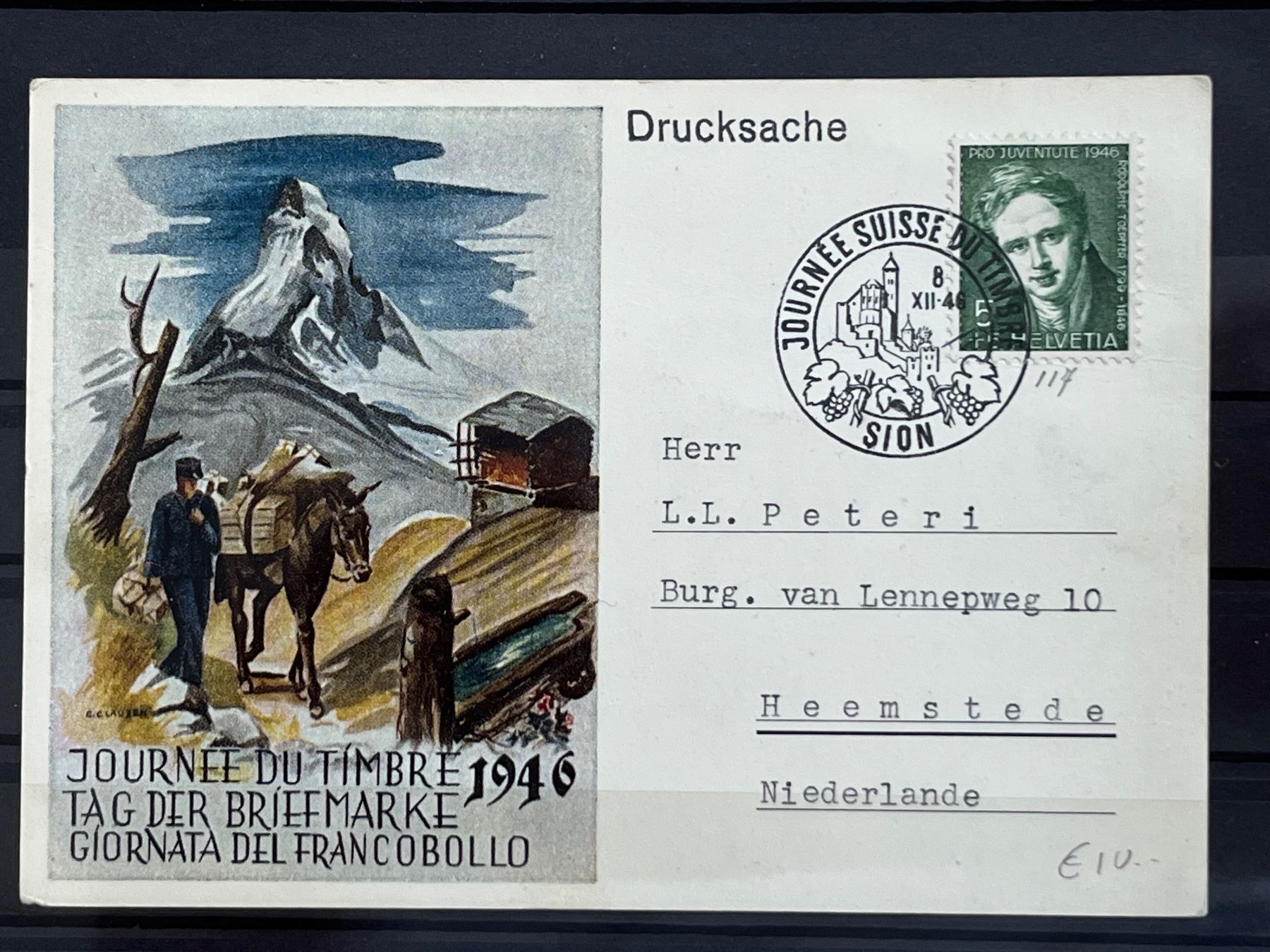 Tutti i francobolli: Tag der Briefmarke 1946, illustriert – Usato da Romanshorn venduto da luxcollect