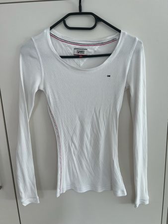 Tommy Jeans Langarmshirt weiss gerippt Grösse XS