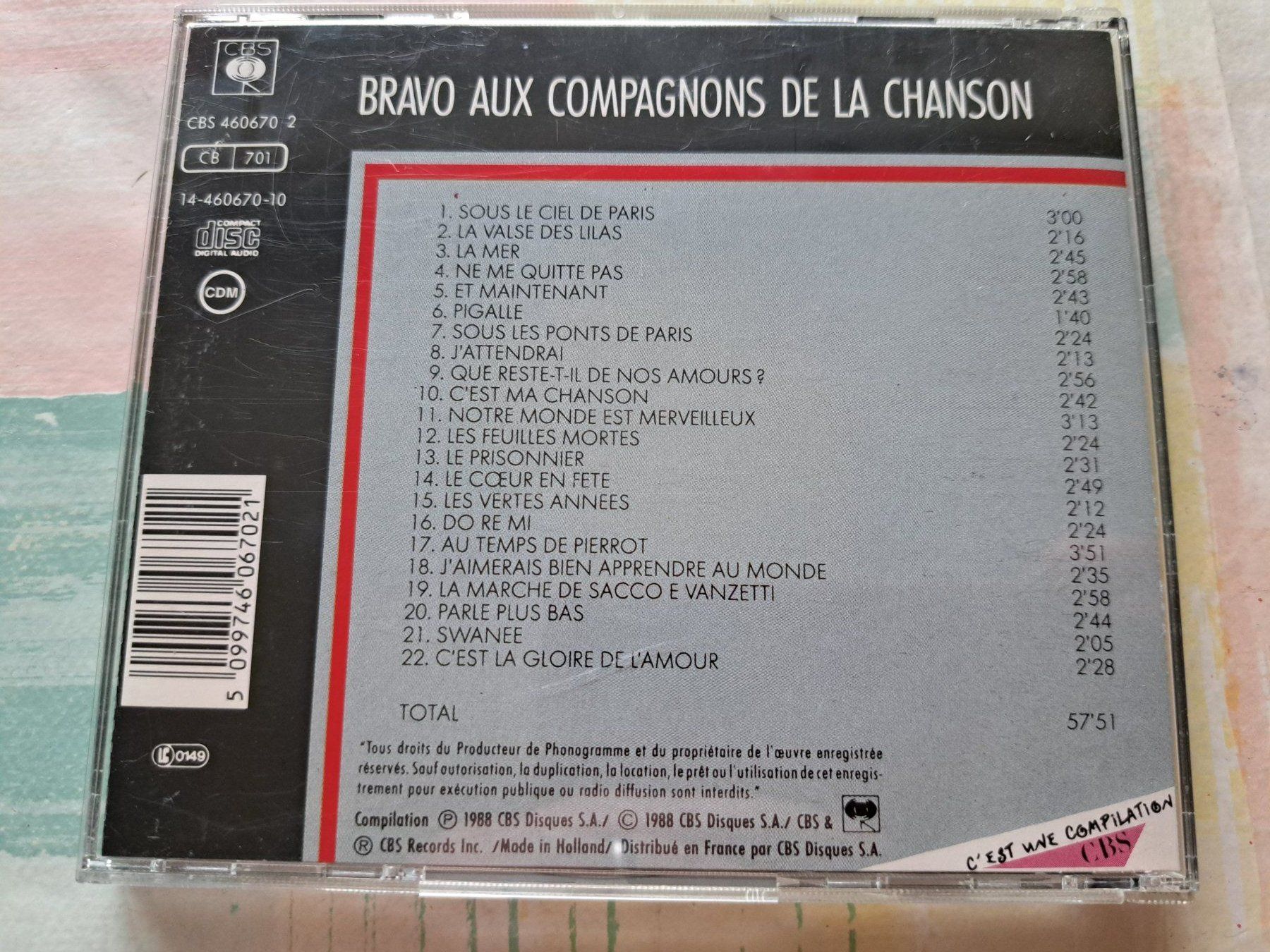 CDs: Cd Bravo aux Compagnons de la chanson – D'occasion à Pully par bro_n52j 1