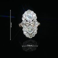 Art-Déco Ring 2,81 ct Diamanten Old European Cut Platin Gold