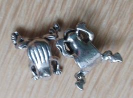 Charms Frosch 2 Stück Metallanhänger silberfarbig 1,5 cm