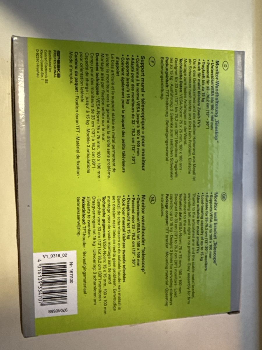 Bildschirmhalterung: Monitor Wandhalterung neue – Neu und originalverpackt aus Oberriet SG von Petros. 1