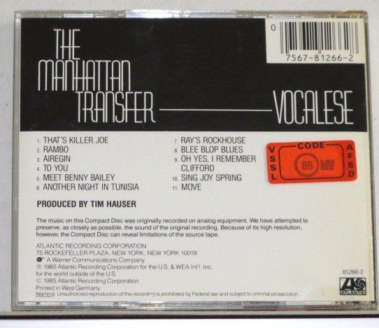 CD: the Manhattan Transfer - Vocalese – Usato da Unterbäch venduto da vuqsa 1