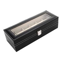 Coffret pour 6 montres noir coutures blanches