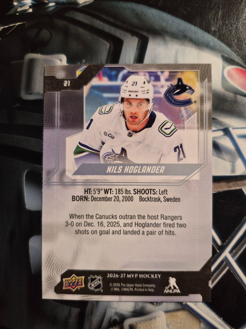 NHL Carte collezionabili: NHL Nils Hoglander Vancouver Canucks – Usato da Treiten venduto da Sauber73 1
