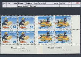 1999 "PINGU (Paket ohne Schnur)", Viererblock, ET - Stempel