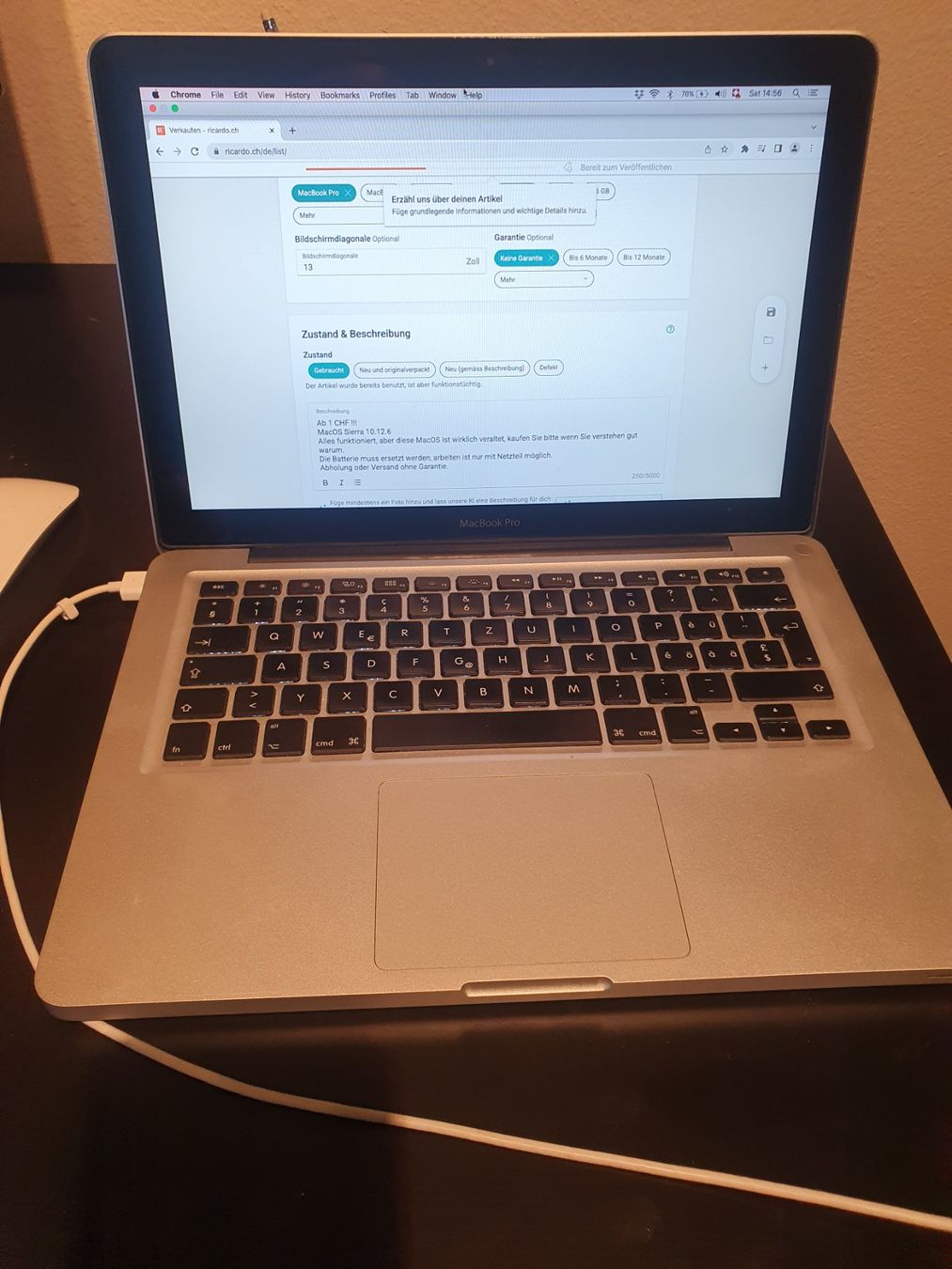 Apple Notebook: MacBook Pro 13-inch, Late 2011 2.8  Intel i7 SSD 500 – Usato da Oberrieden venduto da pavlos2000pavlos 2