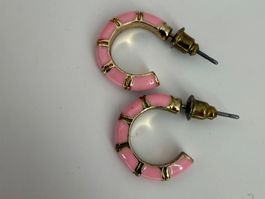 Ohrringe/ Creolen rosa/ goldfarben