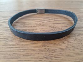 Halsband Leder schwarz mit Magnetverschluss ca. 11cm