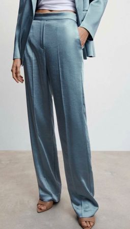 Mango Hose aus Satin, hellblau Gr. S