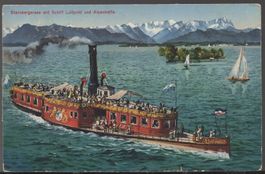 Starnbergersee mit Schiff  LUITPOLD  1917