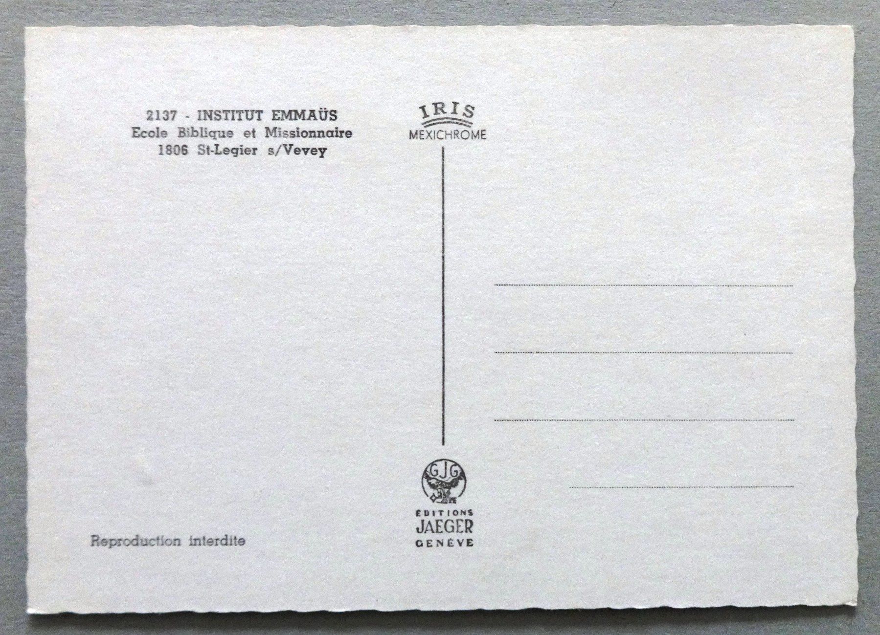 Cartoline postali: Institut Emmaüs, St-Légier s/Vevey – Usato da Fétigny venduto da Billy2miny 1