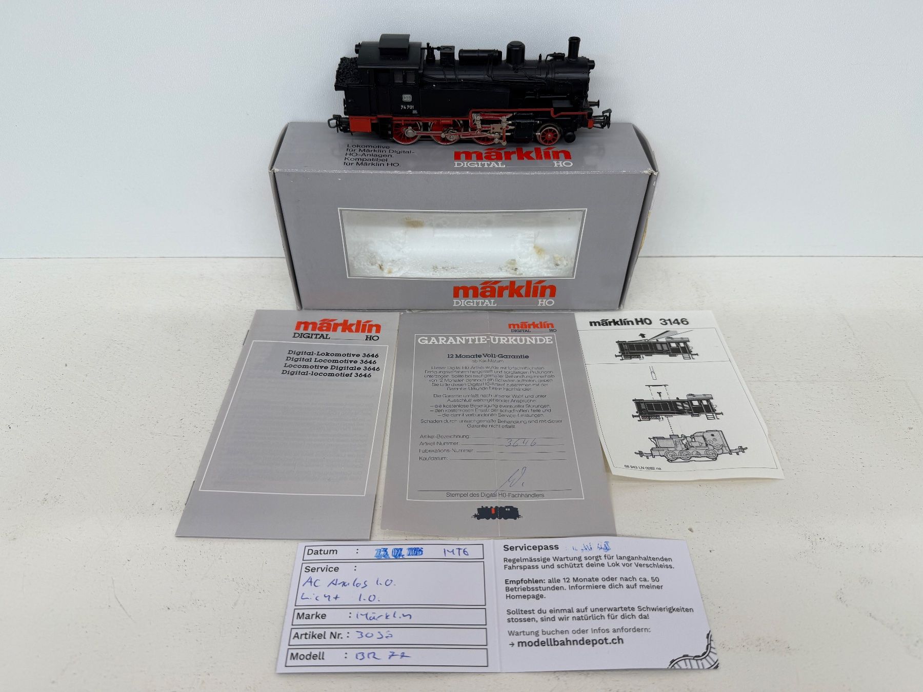 Märklin Modellini di ferrovie: 3095 Tenderlokomotive BR 74 der DB – Usato da Büsserach venduto da ModellbahnDepot 1