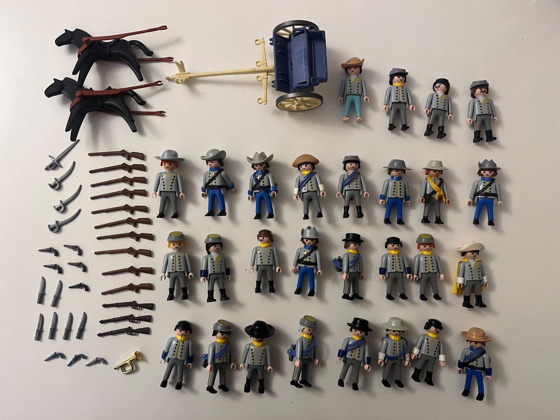 Playmobil western sudiste soldat cavalerie étendard far west lot complet avec boîte origine rare - Jeux & Jouets