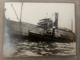 Historisches Foto 11x8 Dampfschiff Schlepper Hafen Rarität