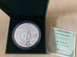 Panda Münze 2003 Proof PP 50 Yuan/ 5 OZ Silber in Box